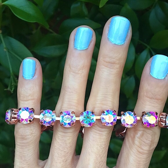 Aurora Borealis Rose Gold Crystal Tennis Bracelet - Picture 13 of 16